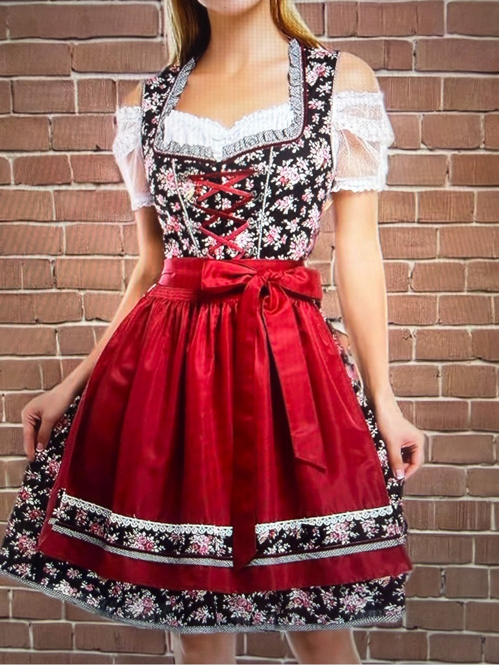 Floral Dirndl Beer Dress for Bavarian Oktoberfest or Halloween